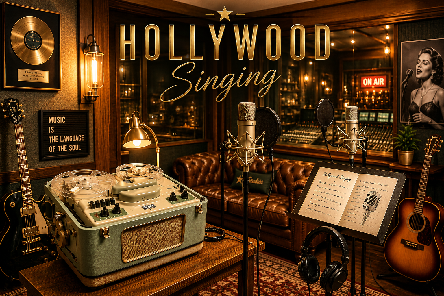 Opname in de geluidsstudio tijdens Hollywood Singing